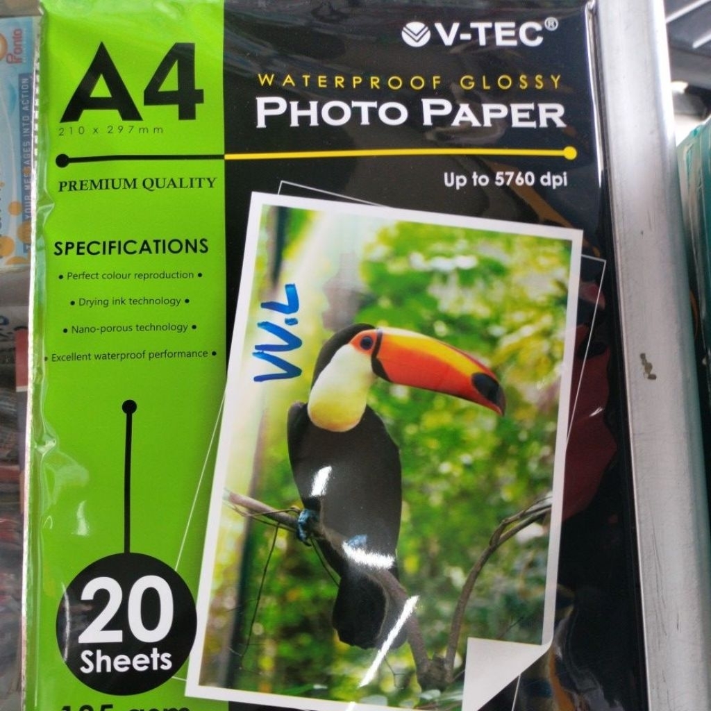 photo paper glossy waterproof VTEC 185 gr