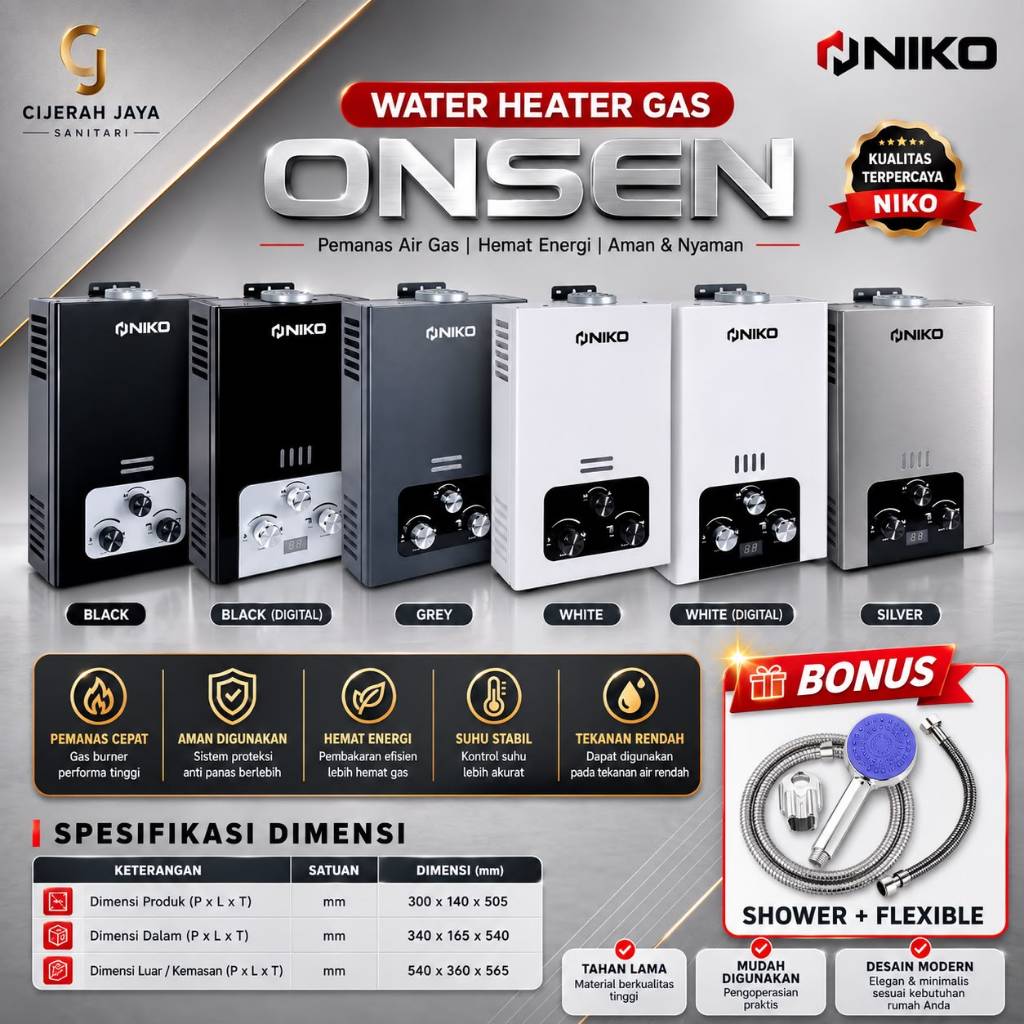 WATER HEATER GAS ADVANCE GWH 50 / GWH 70 PEMANAS AIR GAS ADVANCE + BONUS SHOWER