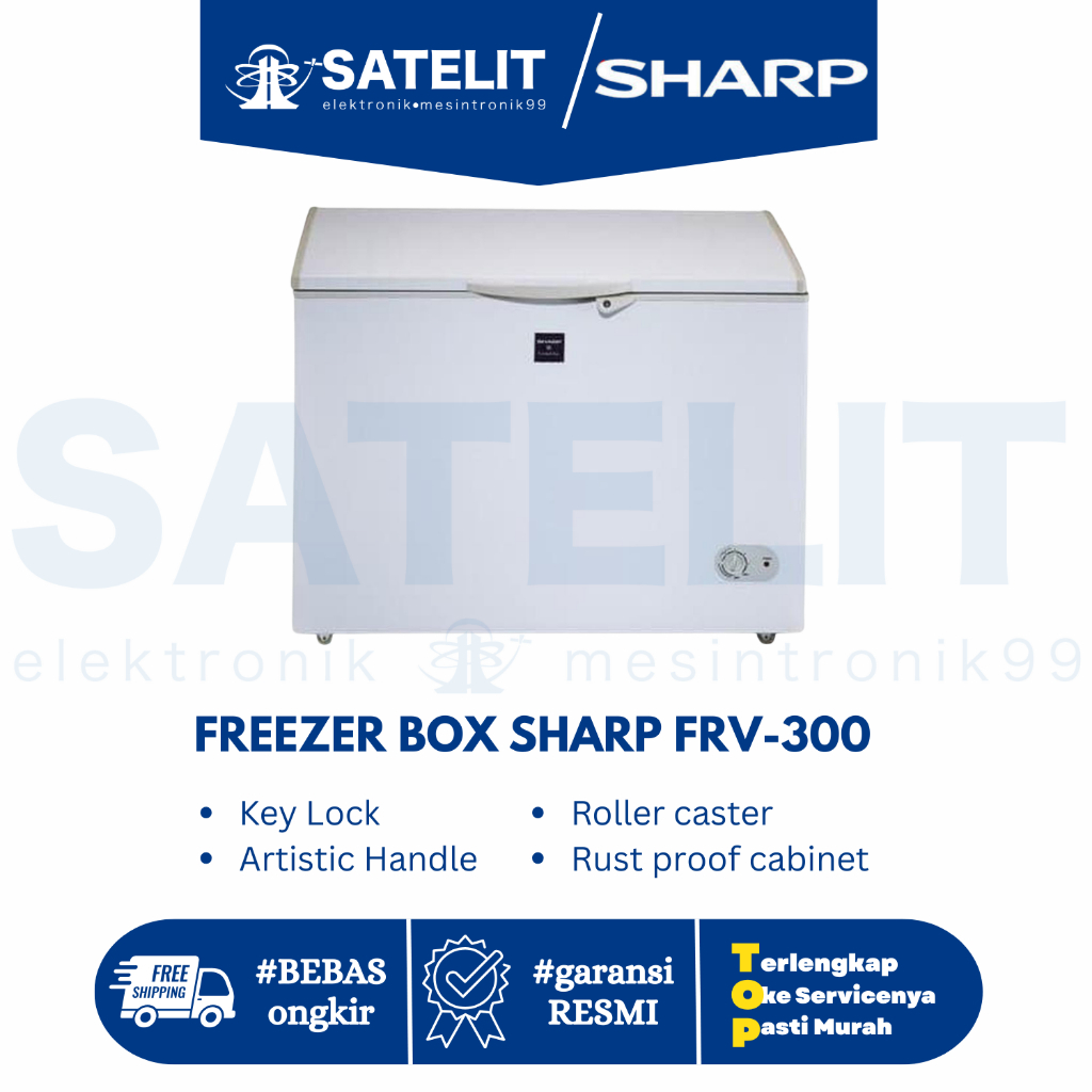 FREEZER BOX SHARP FRV-300 – Kulkas Pembeku Es Batu Frozen Food Umkm [GARANSI RESMI]-  Penyangga Kese