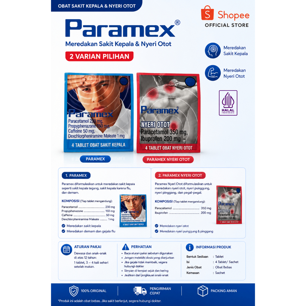 Paramex & Paramex Nyeri Otot | Obat Sakit Kepala & Nyeri Otot | Original