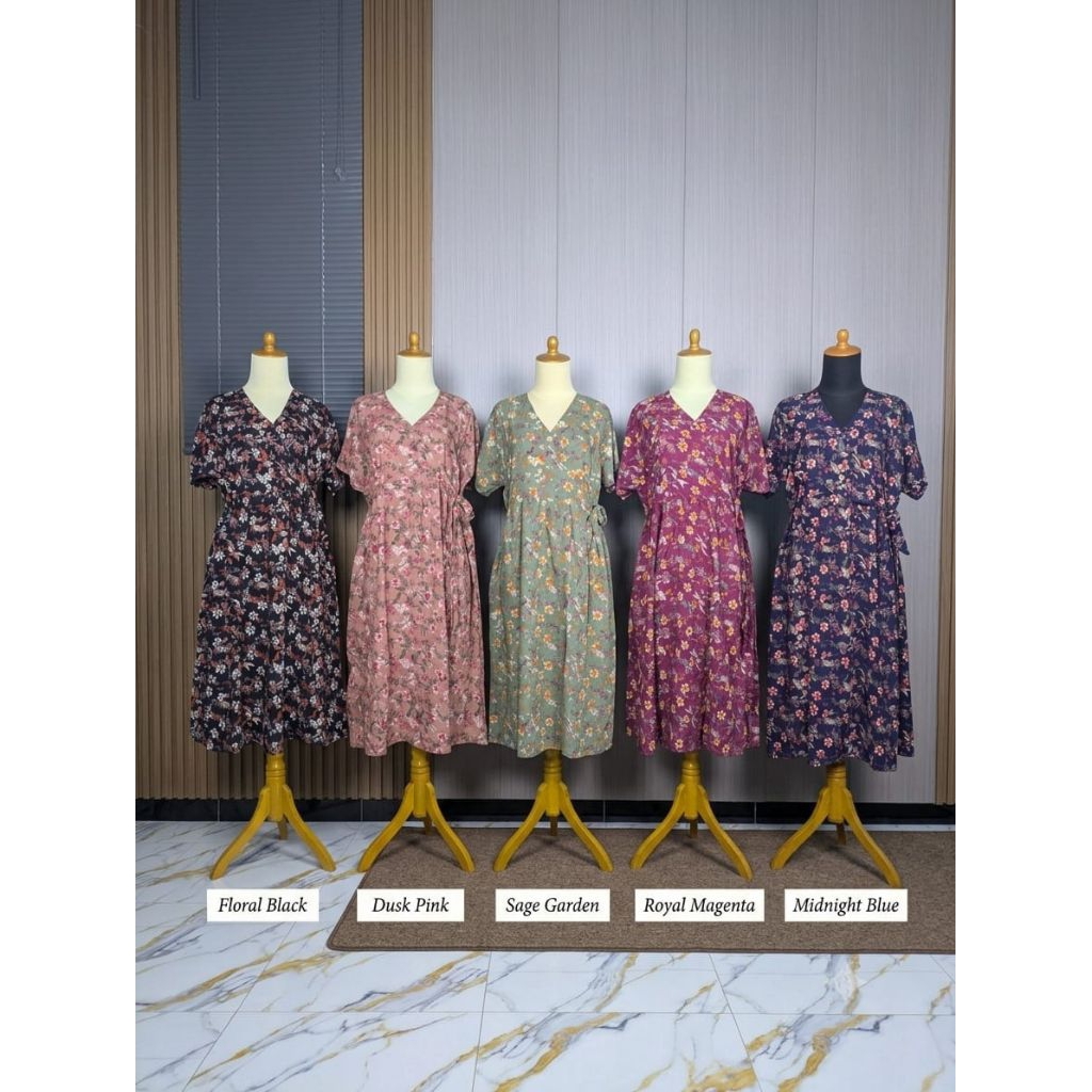MAXI Dress Kimono Rayon Viscose Homedress Motif Bunga