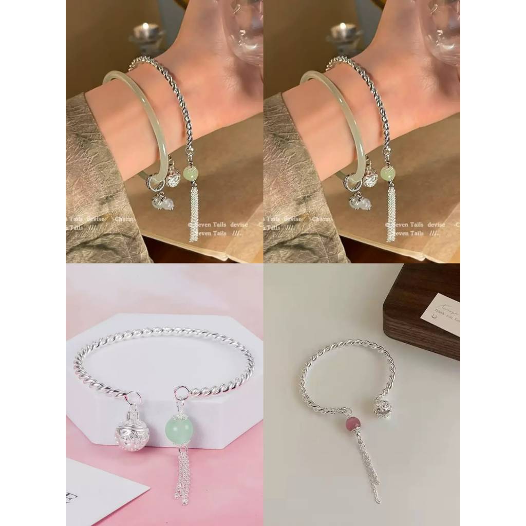 GELANG WANITA BANGLE DAN GIOK LIONTIN LONCENG MUTIARA KUPU KUPU