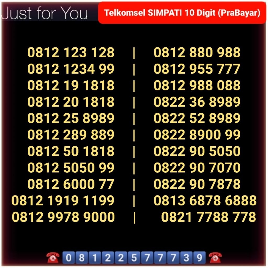NOMOR CANTIK SIMPATI - NOMOR CANTIK TELKOMSEL - 10 Digit - 11 Digit - 12 Digit - BISA REQUEST NOMOR 