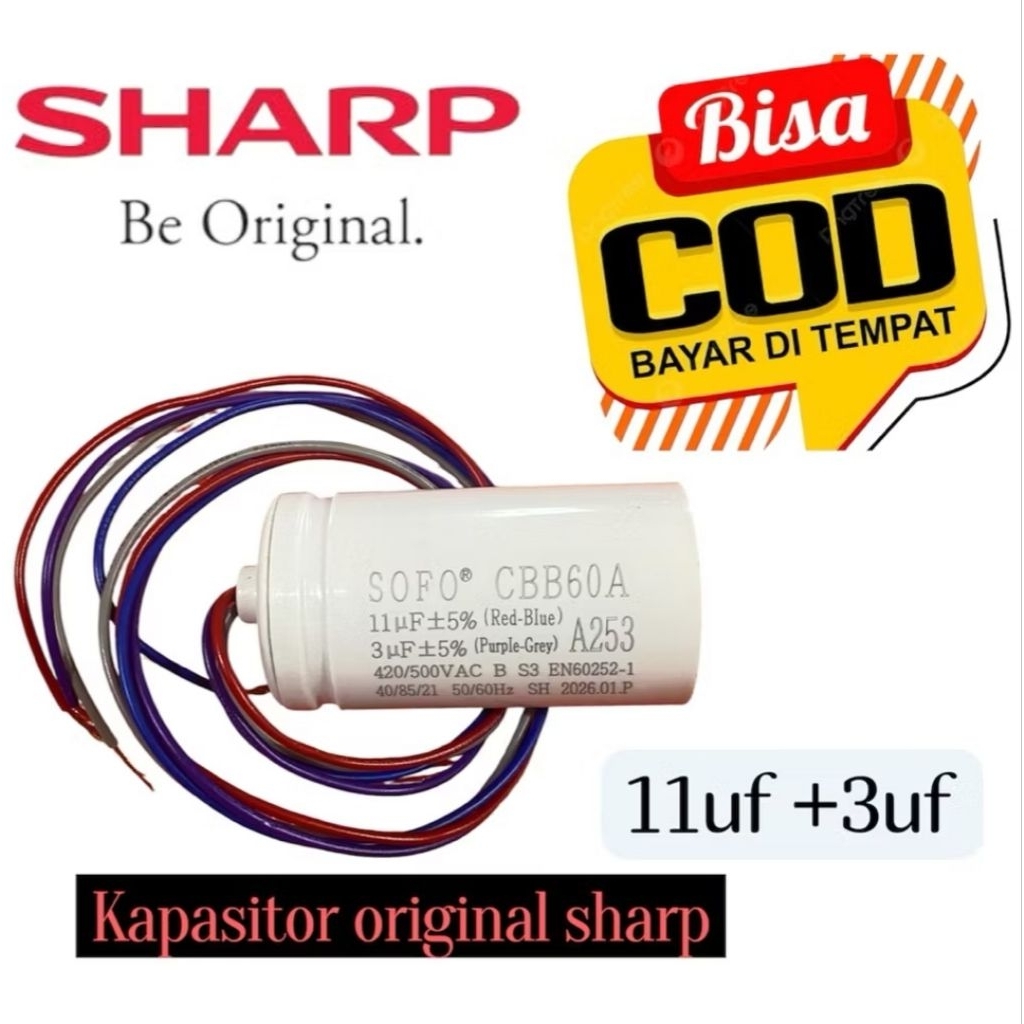 KAPASITOR CAPACITOR MESIN CUCI UNIVERSAL SOFO CBB60A 2 TABUNG 220V AC KUALITAS ORIGINAL BARU //MESIN