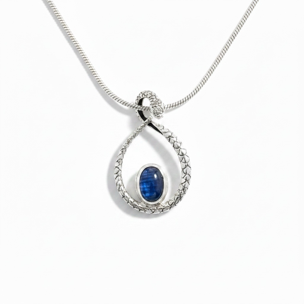 Liontin perak 925 dengan permata kyanite asli | Pendant silver 925 with natural kyanite stone | Nary