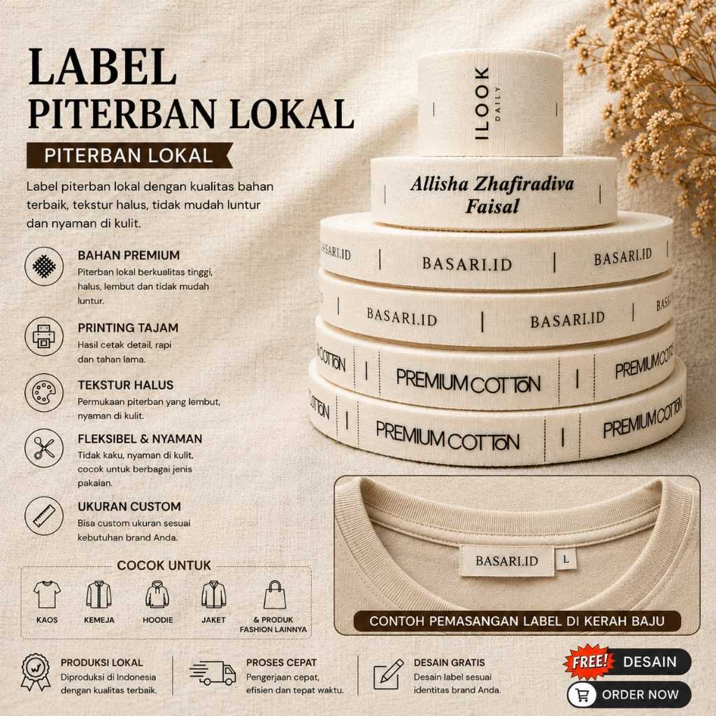 45 meter, label piterban, label piterban custom,label custom baju