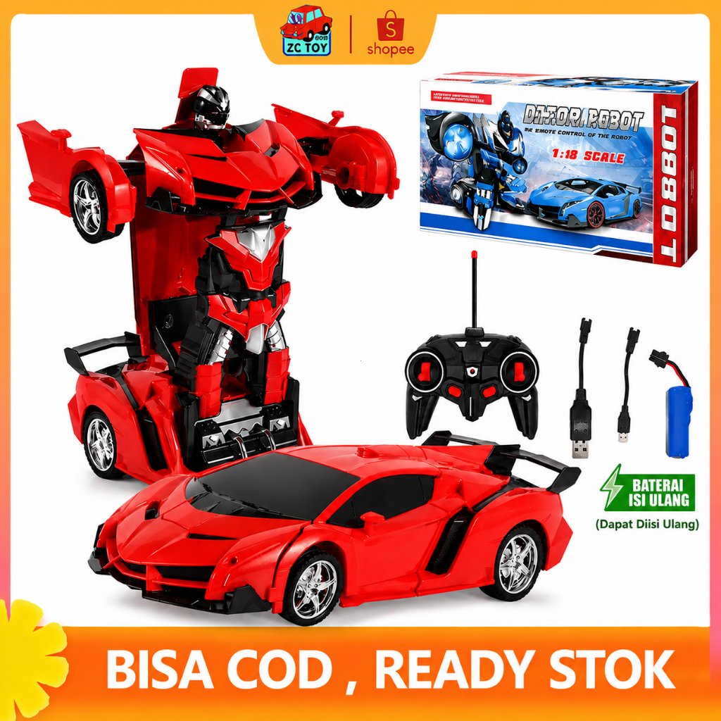 ZCTOY Mainan Anak 1:18 Remote Control morph Supercar Robot /Rc Mobil Remote Robot Hadiah Ulang Tahun