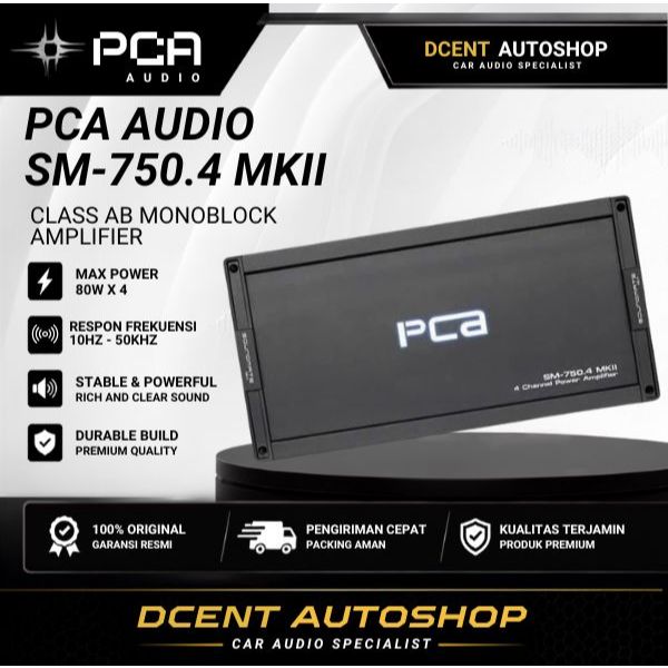 Power Amplifier Audio Mobil - PCA Audio SM-750.4 MKII - Power 4 Channel Class AB Amplifier - Plug N 
