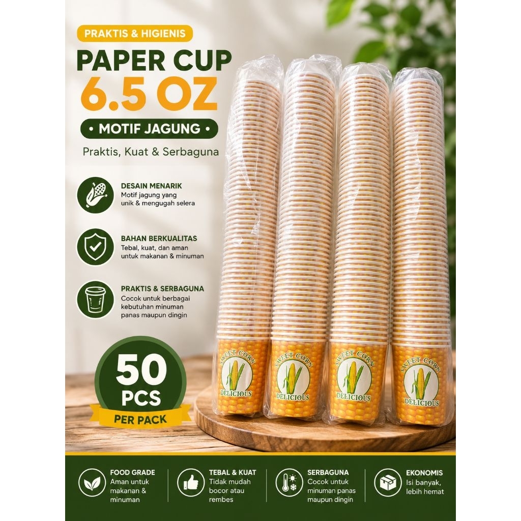 PAPER CUP 6.5OZ / GELAS KERTAS 6,5OZ / CUP JASUKE