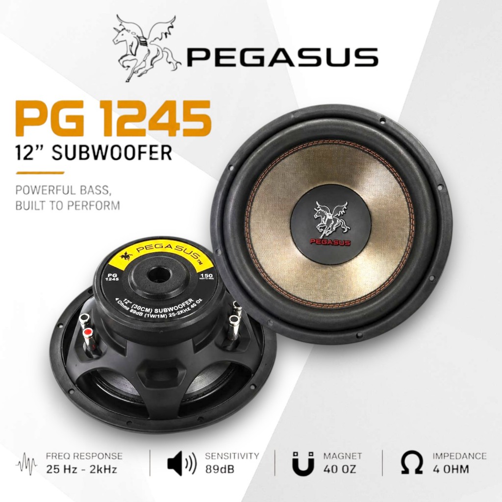 SUBWOOFER 12 Inch SPEAKER 12 INCH PEGASUS SPEAKER 150 Watt RMS DOUBLE COIL Pegasus PG-1245