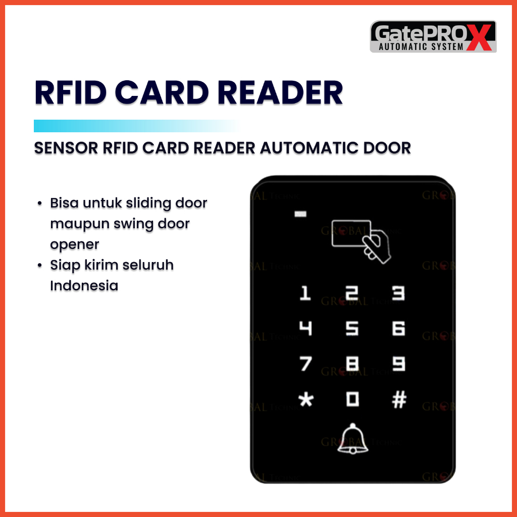 RFID TAP CARD READER KEY ACCESS CONTROL SMART DOOR SLIDING SWING OTOMATIS MURAH