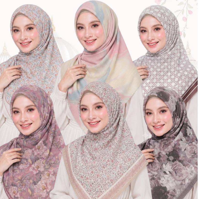 Hijab Motif 401-500 Segi Empat Voal Premium Laser Cut Free Pouch by Syla Hijab