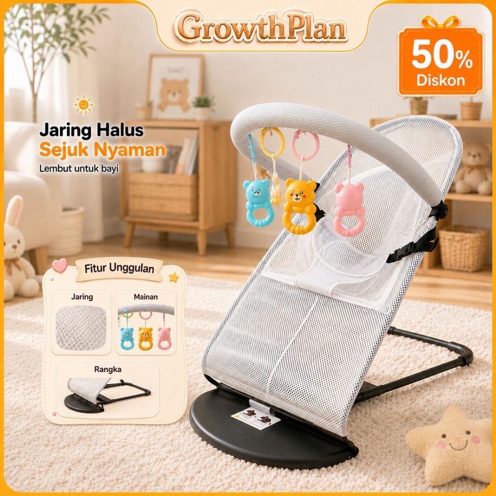 Ayunan Bayi Lipat Baby Bouncer Infant Seat Tempat Tidur Bayi Goyang Bouncer Bayi