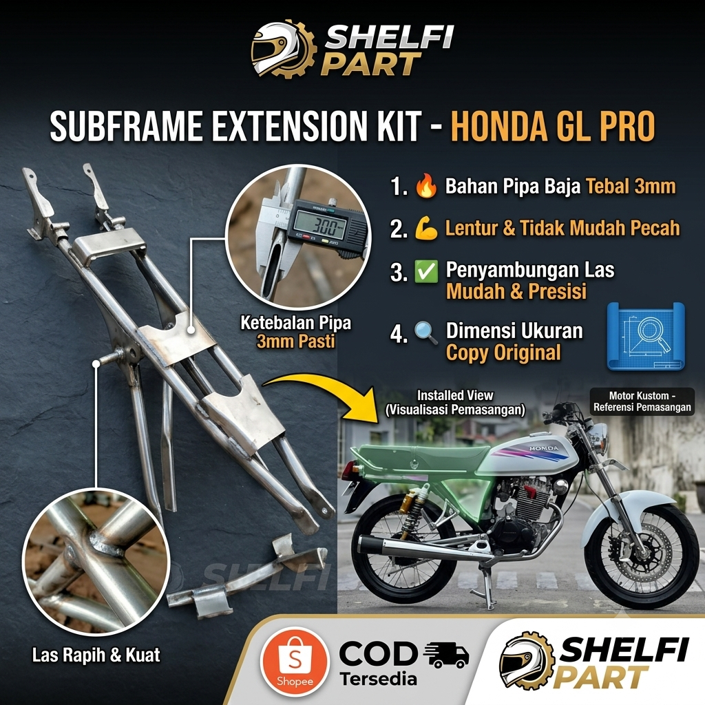 FRAME RANGKA BUNTUT SAMBUNGAN RANGKA BELAKANG GL PRO GL MAX GLPRO GLMAX  SET SUPER TEBAL