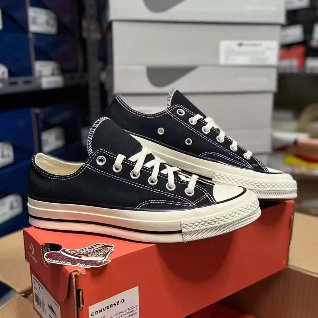 [ORIGINAL 100%] CONVERSE 70'S LOW BLACK EGRET RESMI PT. MAP
