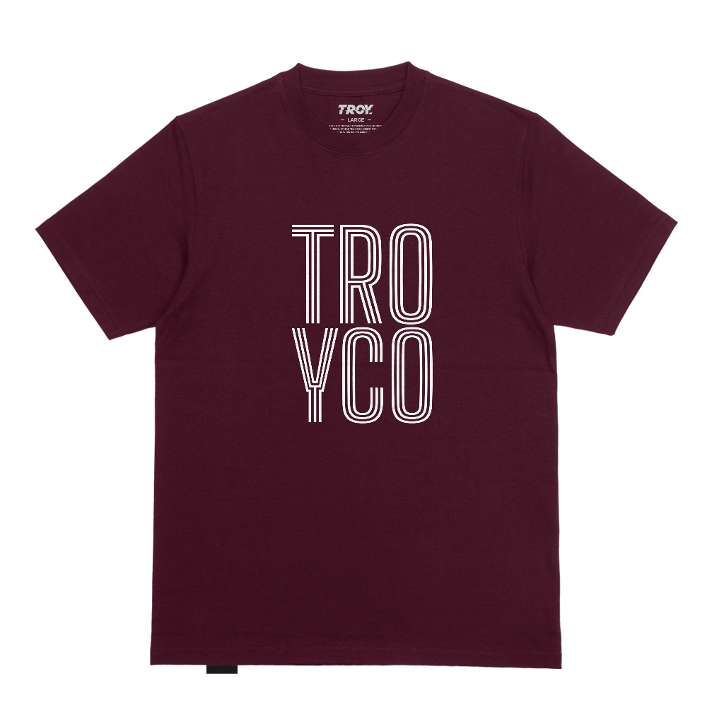 Troy Company T-Shirt Maroon Triple Line - Kaos Pria Lengan Pendek Merah Maroon MTD 3670