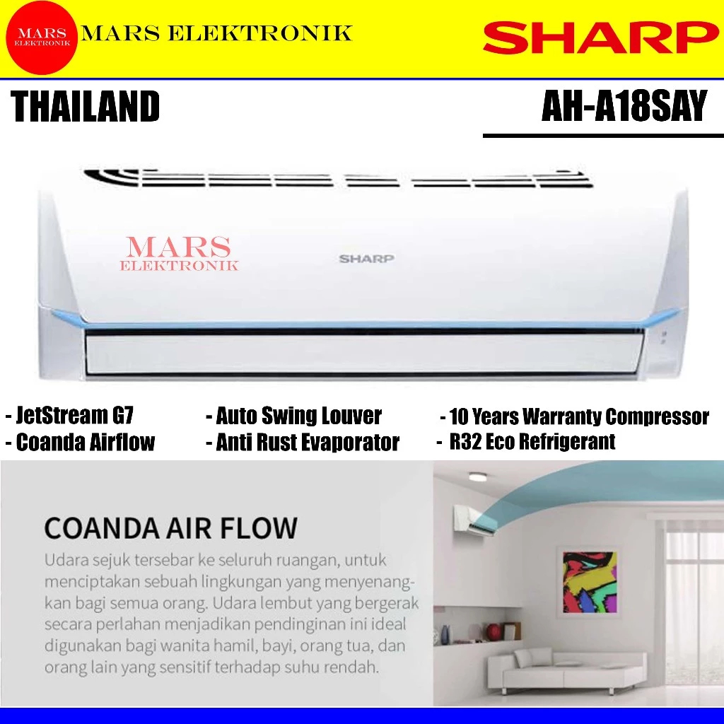 Sharp AH-A18SAY AC Split 2 PK Jetstream - Pendingin Ruangan Efisien