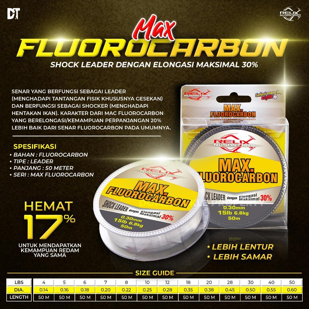 SENAR LEADER MAX FLUOROCARBON RELIX NISANTARA 50M | SHOCK LEADER FLUOROCARBON LENTUR LEBIH SAMAR DI 