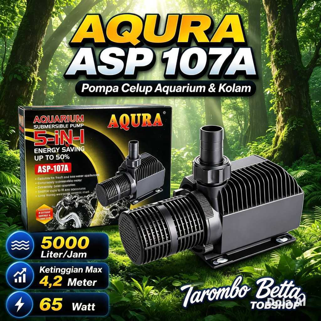 AQURA HITAM ASP 107A 107 A Mesin Pompa Celup Kolam Ikan Filter Aquarium Aquascape Air Terjun Hidropo