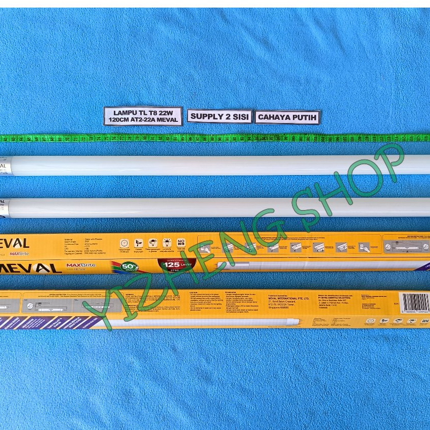 LAMPU TL LED T8 MAXBRITE 22W SUPPLY 2 SISI CAHAYA PUTIH MEVAL