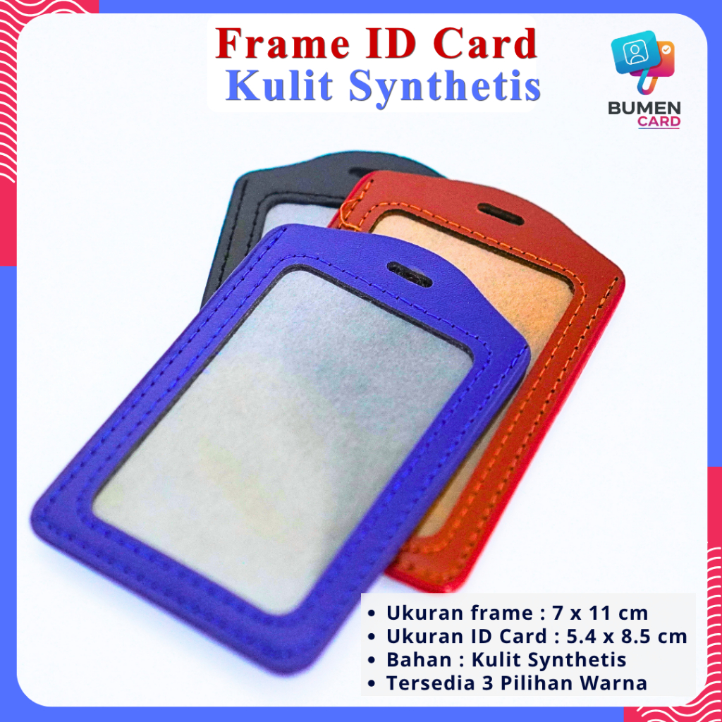 Frame Casing Tempat ID Card Holder Wadah Card Kulit Bahan Imitasi Portrait