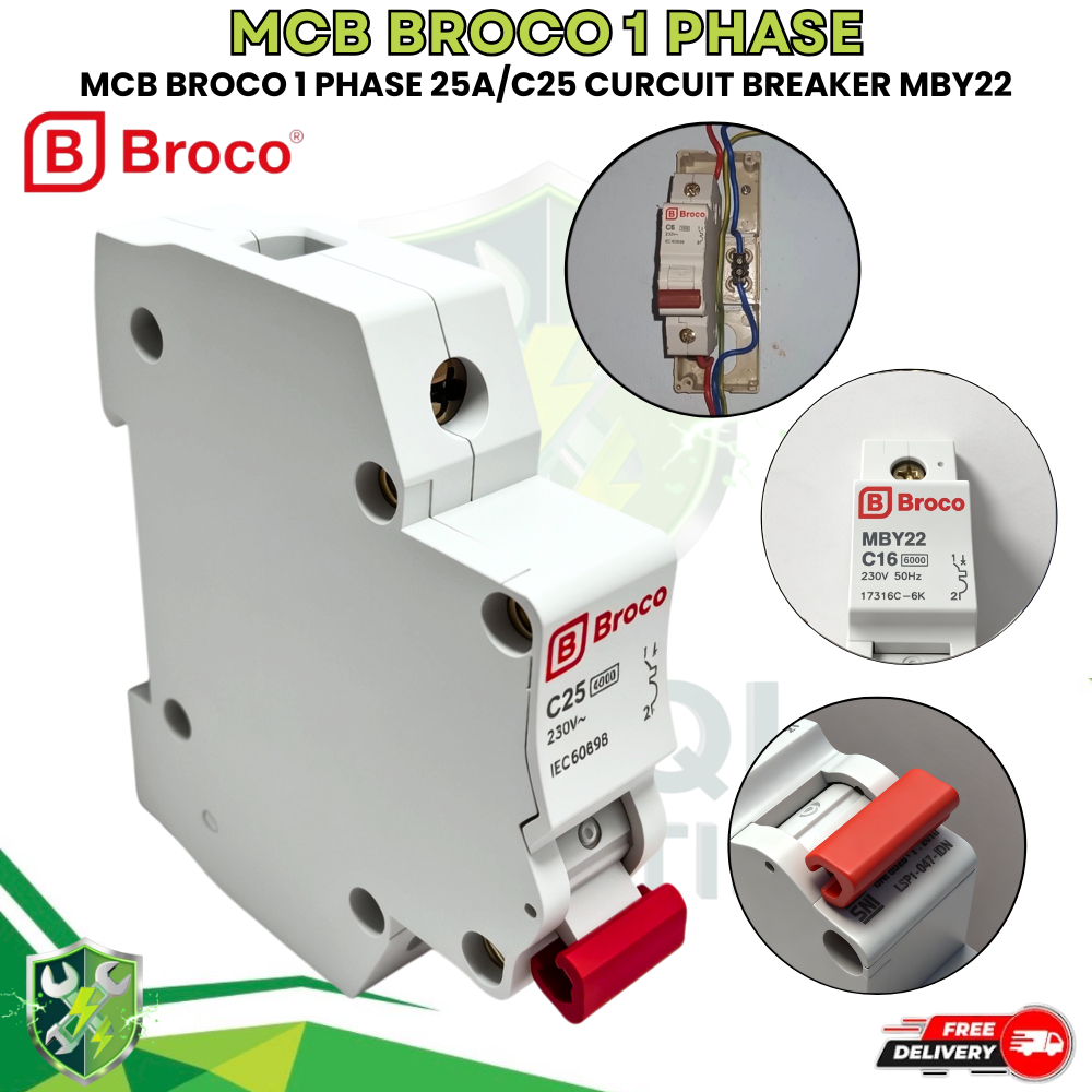 MCB BROCO C 25A ORIGINAL pemutus arus listrik
