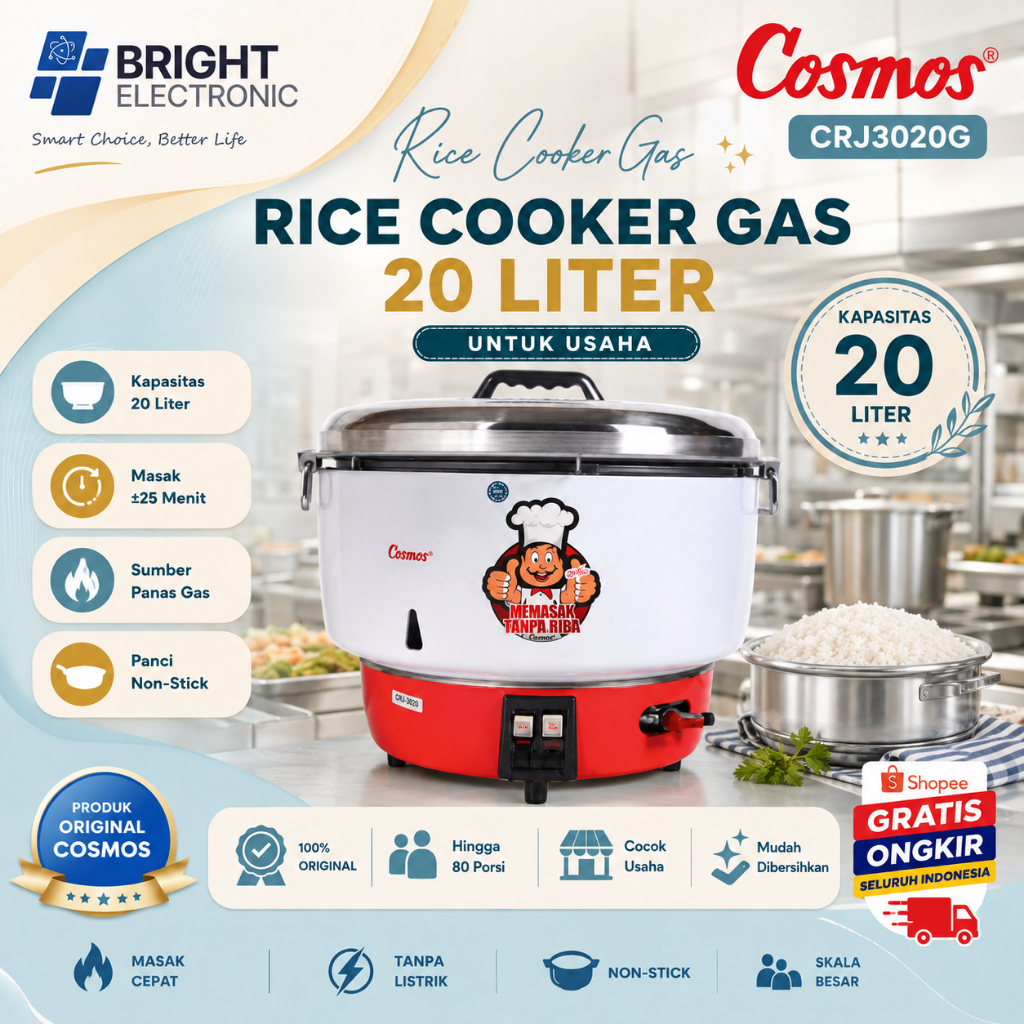 Cosmos Gas Rice Magic Com Cooker 20L CRJ 3020 TERMURAH/CRJ-3020/CRJ3020/3020/PENANAK NASI 20 LITER