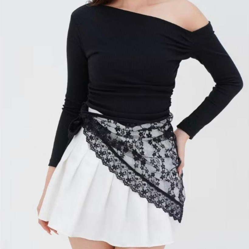 Lace skirt korea, rok tambahan , rok pinggang