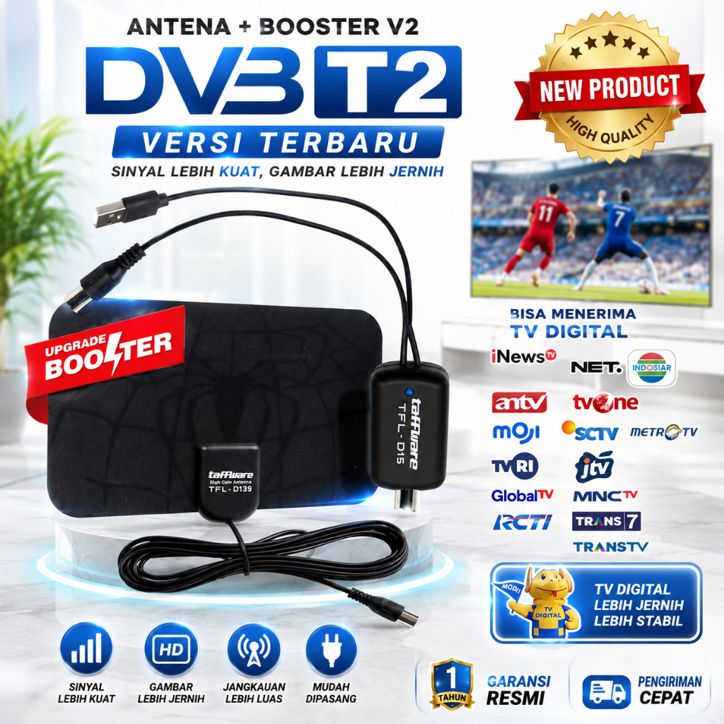 ANTENA TV D139 + BOOSTER D-15 Amplifier Digital 4K High Gain 25dB 75 Ohm DVB-T2 4K Anten D-139 Full 