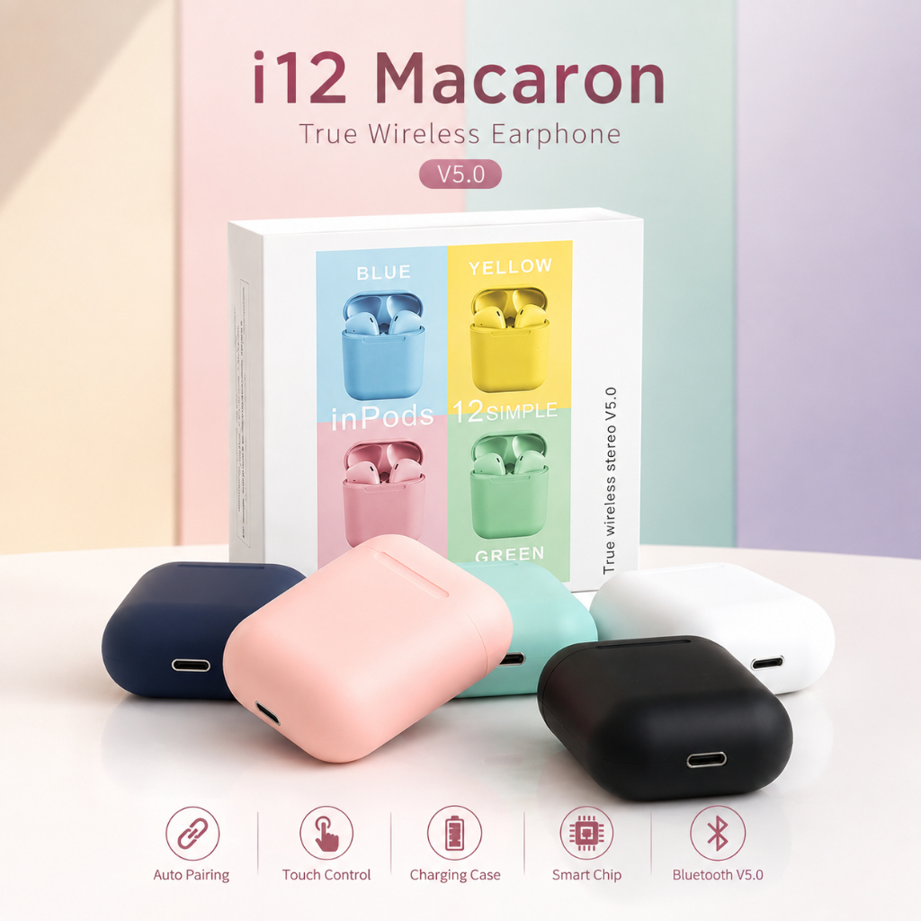 Vibox Inpods i12 Pro bluetooth wireless inpods i12 Macaron Earphone Android IOS Bluetooth [BAA]