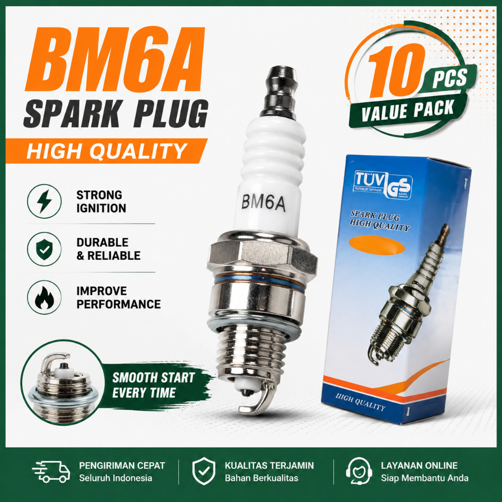 Spark Plug Busi Mesin Potong Rumput BP6MA Chainsaw Senso Kecil BesarSemprot Hama Motor Trail Anak An