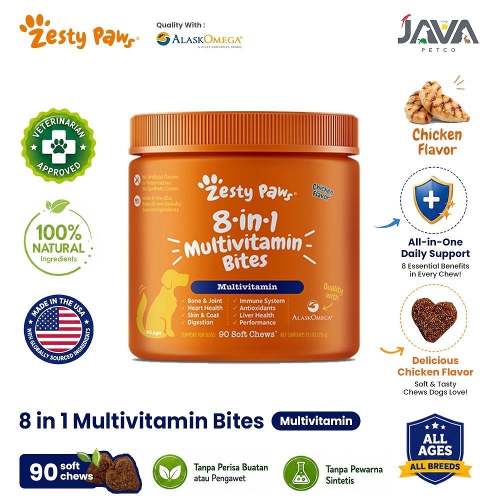 Zesty Paws 8in1 Bites Multifunctional Supplement Multivitamin Harian untuk Anjing