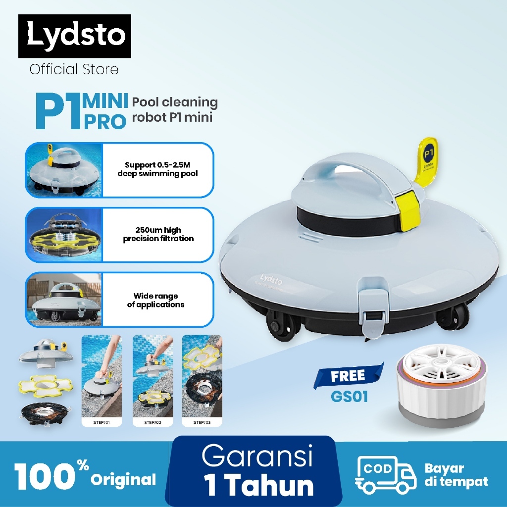 Lydsto P1 Mini Pro Vacuum IPX8 Pool Robot Vacuum Cleaner Kolam Renang Cordless
