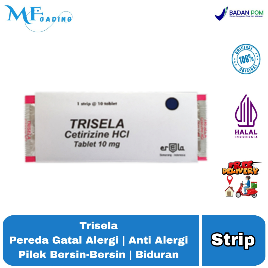 Trisela ( STRIP ) - Obat Pereda Gatal Alergi, Anti Alergi, Pilek Bersin-Bersin