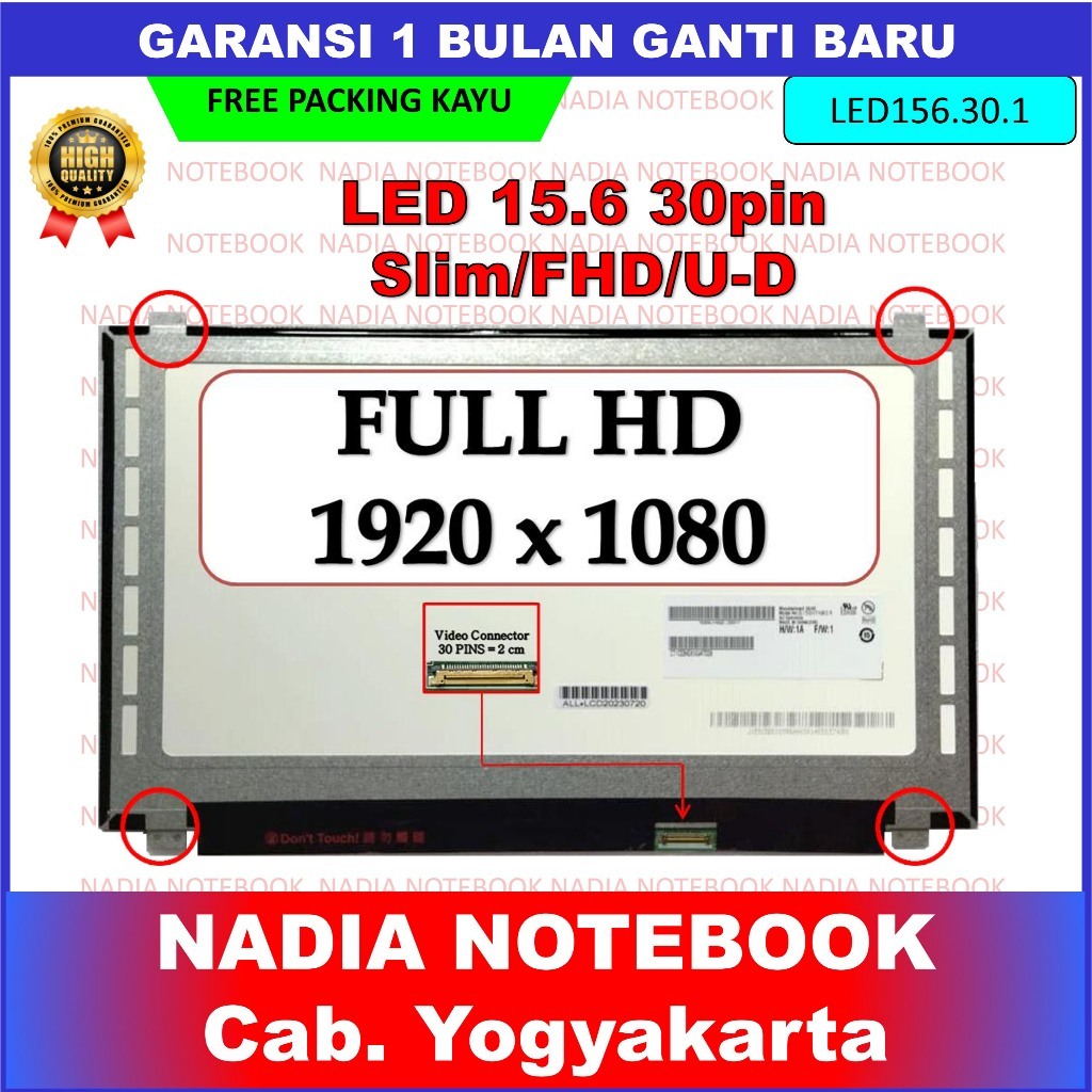 LCD LED Lenovo Thinkpad T540P W540 T540 T540P 15.6 15 Inch 30 Pin 30pin Slim Tipis Full HD FHD Brack