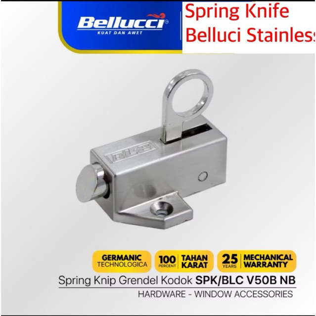 Belluci Spring Knife Jendela Black Matte Stainless 304 kunci jendela belluci pengunci jendela belluc