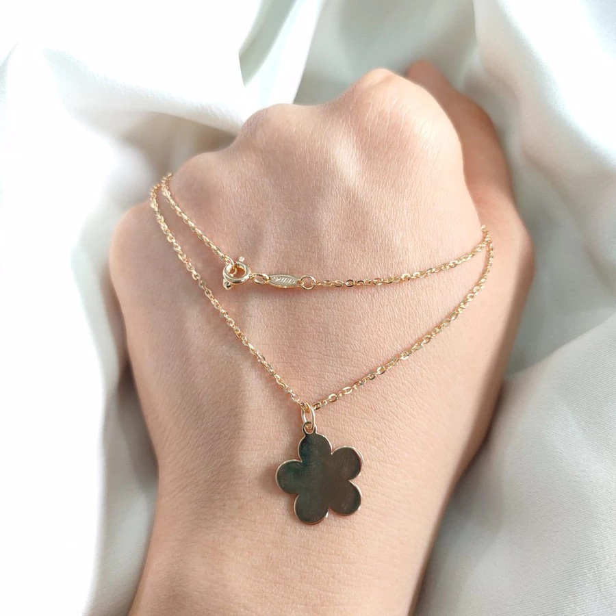 Set Kalung dan Liontin Model Flower Elegant Emas Asli
