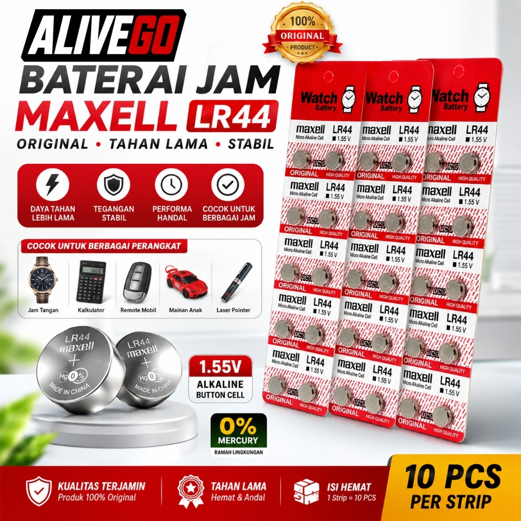Battery LR44 Kancing Pil baterai batre LR 44 / AG 13 Baterai Kalkulator Jam Tangan Laser batrai