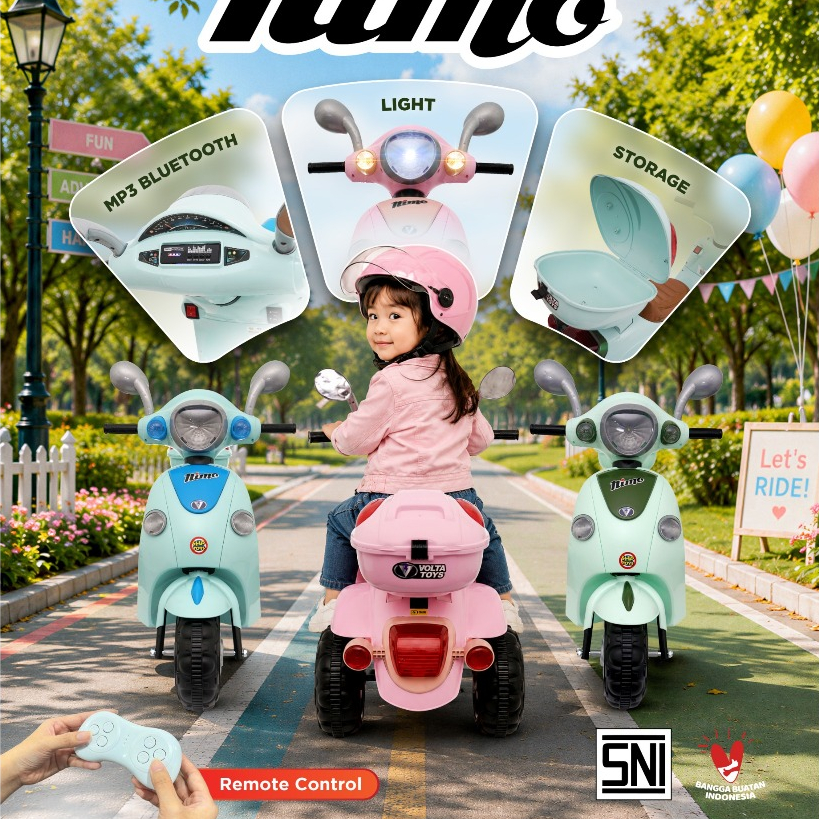 Mainan Motor Aki Anak Motor Aki Volta 5038 Nimo Bisa Remote Control - Pink