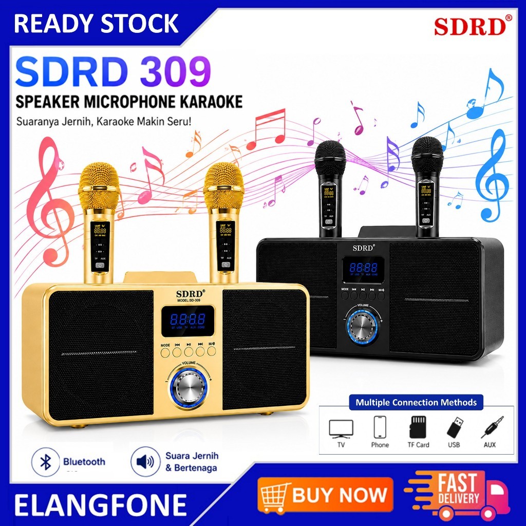SDRD SD 309 SPEAKER KARAOKE BLUETOOTH SDRD SD 309 DENGAN 2 MIC WIRELESS