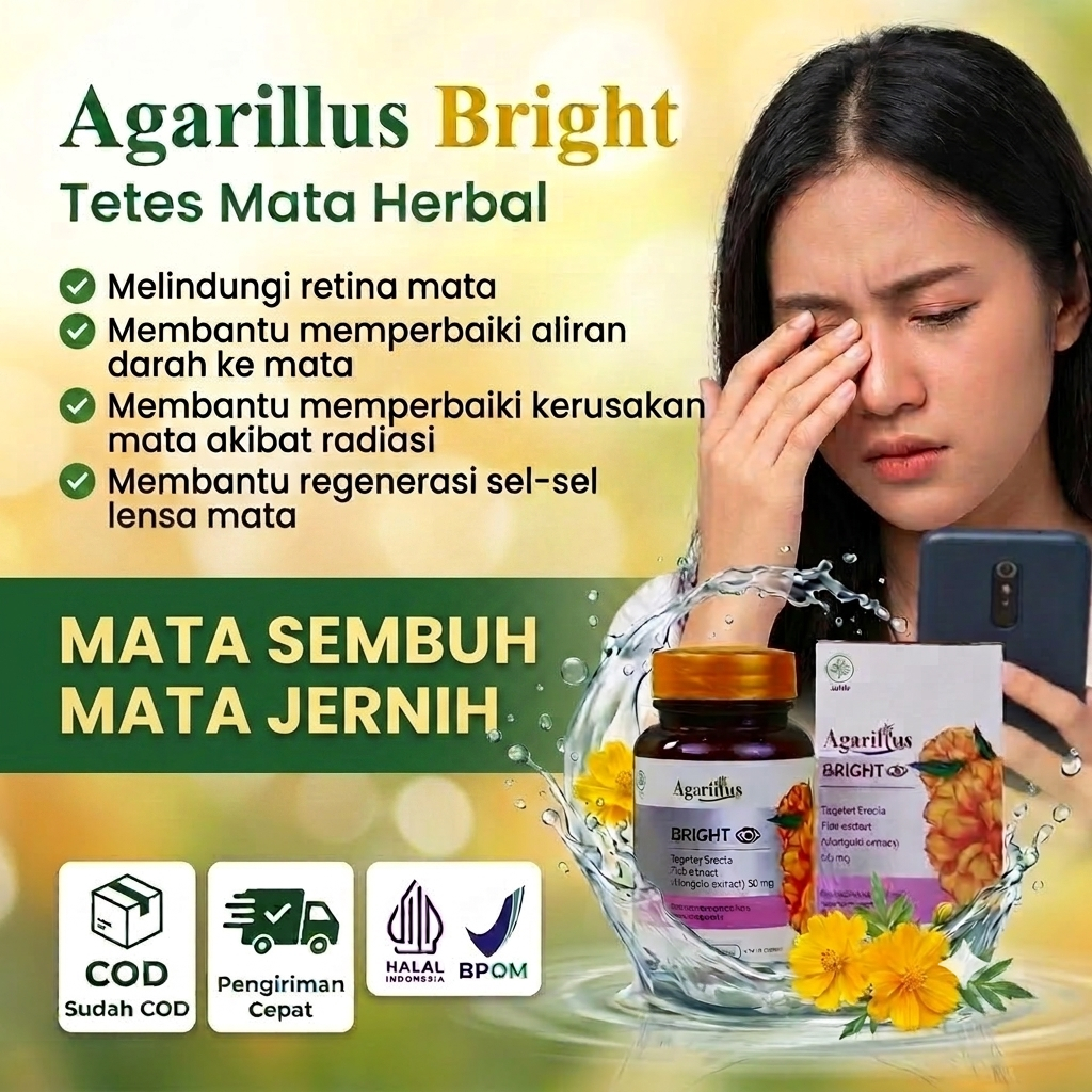 Agarillus Herbal Bright Free Bonus - Obat mata rabun Kapsul Herbal Pendukung Kesehatan Mata dan Sara