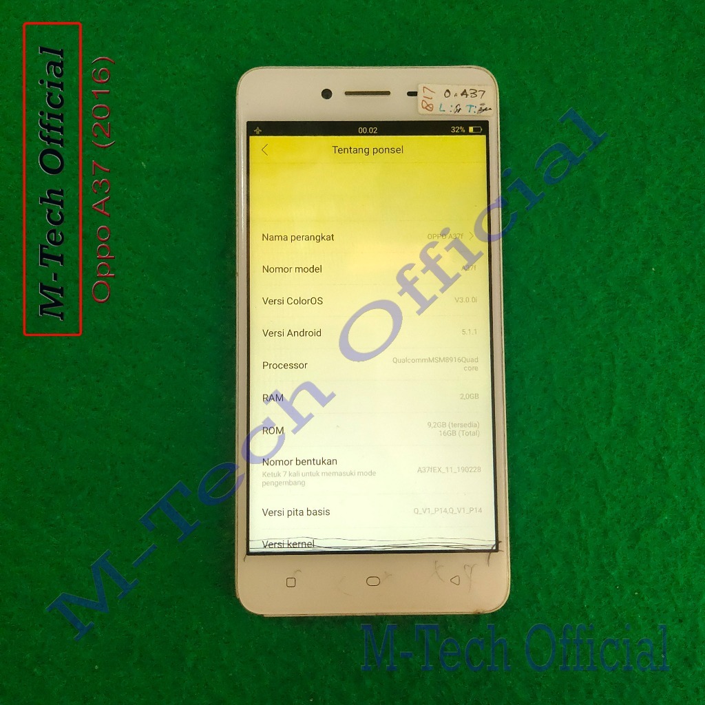 [819] LCD Plus Frame Oppo A37 (2016) Hidup Minus Copotan