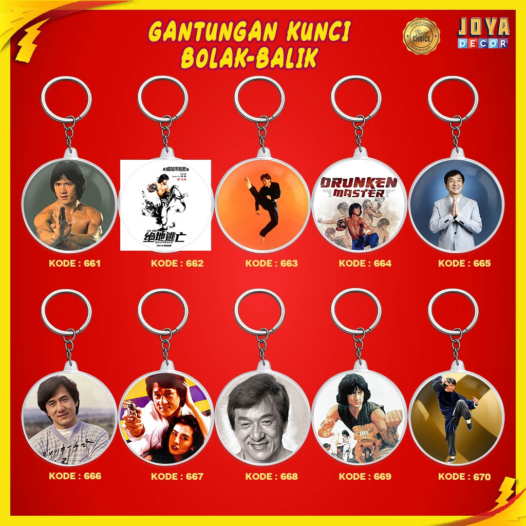 GANTUNGAN KUNCI JACKIE CHAN / GANCI JACKIE CHAN AKRILIK / GANTUNGAN KUNCI JACKIE CHAN BULAT XJ