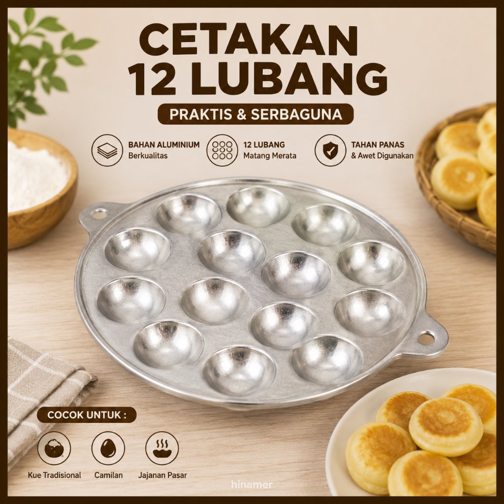 Bisa Cod Laklak Bali | Cetakan Kue Cubit | Cetakan Telur Puyuh Ceplok 12 Lubang | Cetakan Apem 4 Lub