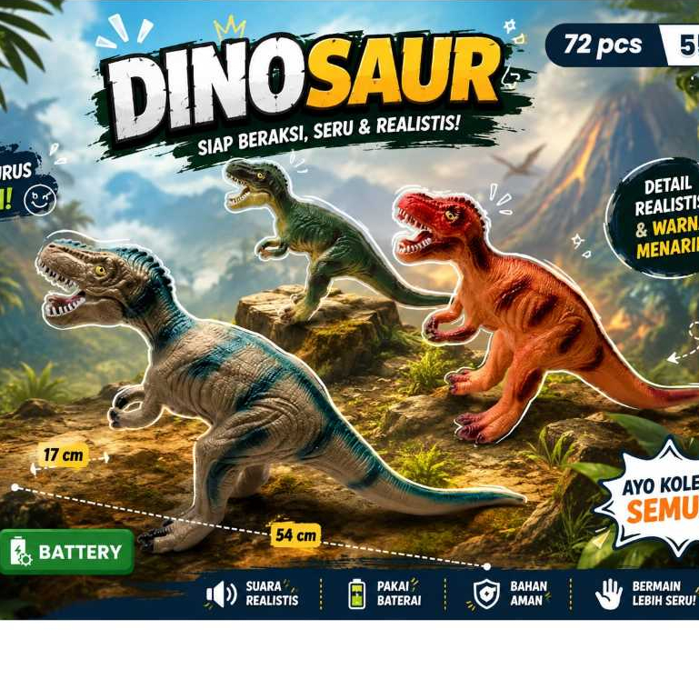 inosaurus Karet Besar Jumbo Dinosaurus Mainan Besar /Model Dinosaurus Mainan Anak Dinosaurus Karet