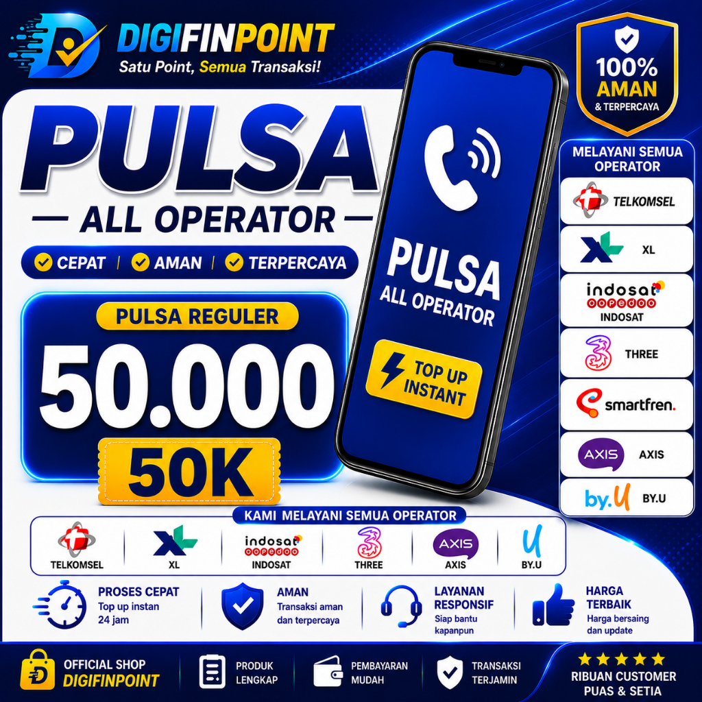 Pulsa 50K All Operator | Telkomsel XL Indosat Tri AXIS by.U Smartfren