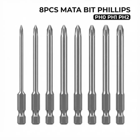 Set Mata Obeng Phillips 8 PCS PH0 PH1 PH2 CRV 1/4 Inch Magnetik - 6887