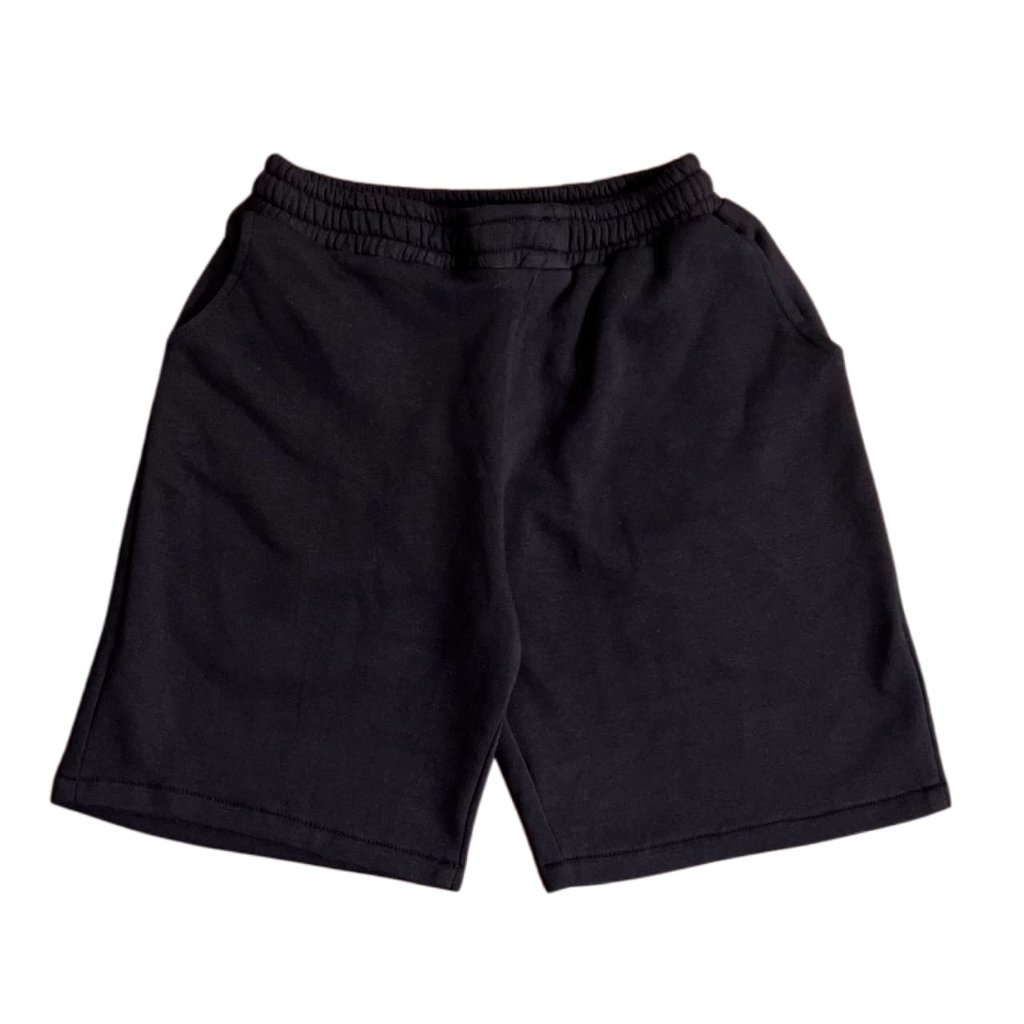 Lettucy Celana jorts sweatpants cotton fleece cvc Black