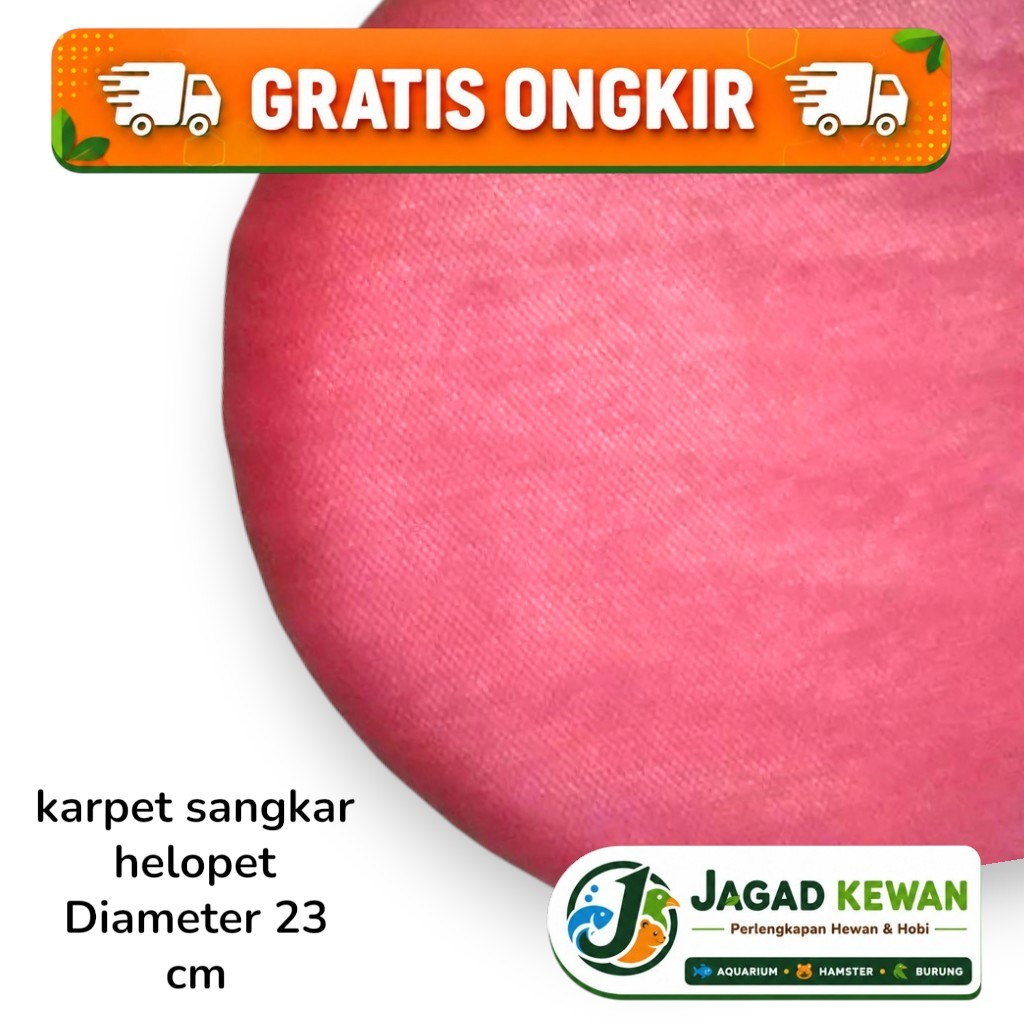 Karpet Sangkar Helopet Diameter 23 cm Bulat Warna Merah Tebal Alas Sangkar Burung Helopet Pleci Untu