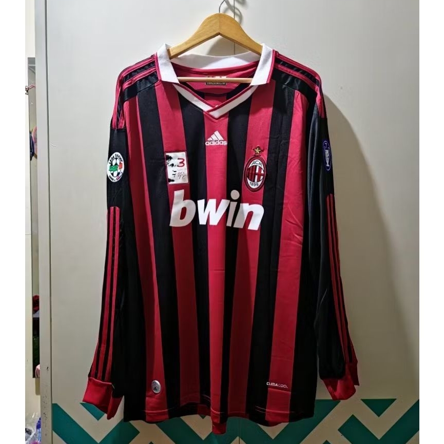 Jersey Retro baju bola klasik Ac Milan Melon Home 2009 LS